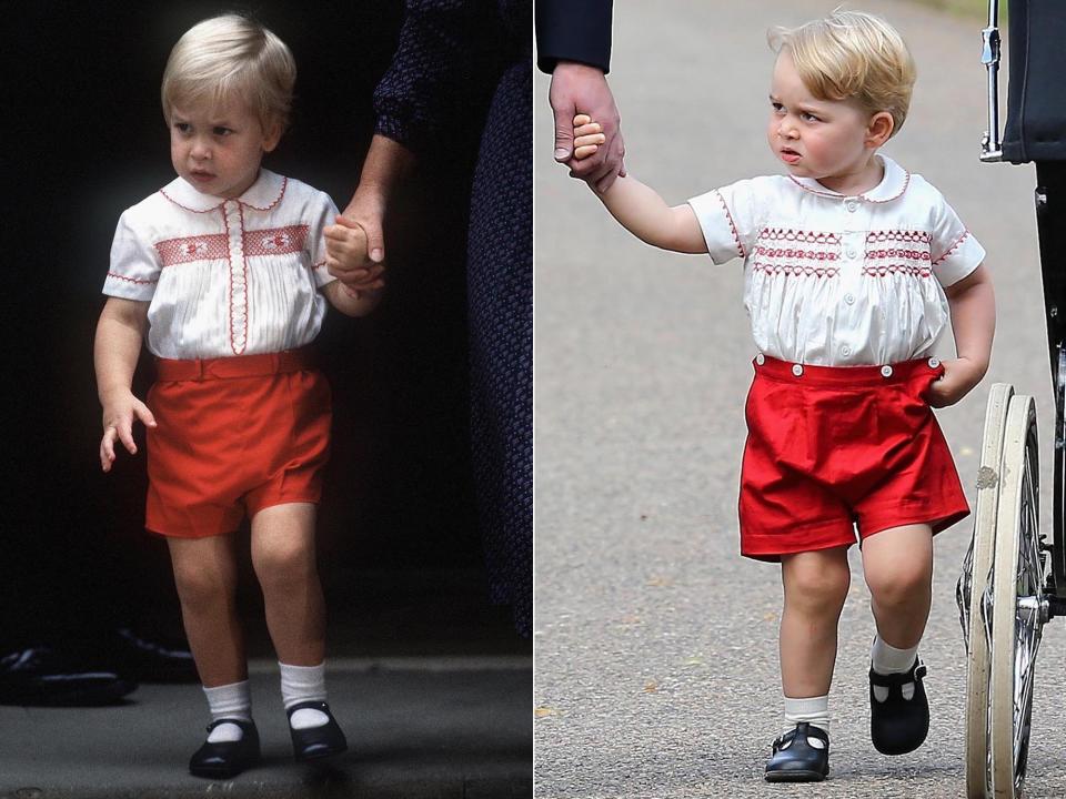 On the left, William in 1984; on the right, his son George in 2015. In their matching outfits, they could pass for twins. 