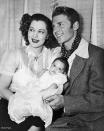 <p>Maria looks polished in a chiffon blouse for the announcement of her daughter's birth in 1946. The Dominican actress wed French actor Jean-Pierre Aumont in 1943, before the arrival of their child, Maria Christina Aumont.</p>