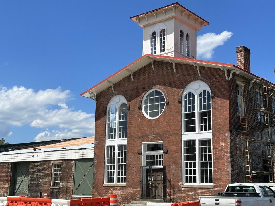 The South Side Depot in Old Towne Petersburg, shown in this photo Wednesday, Aug. 16, 2023, is undergoing renovations to become a multi-use visitors center. The city expects the renovations to be completed by next February.