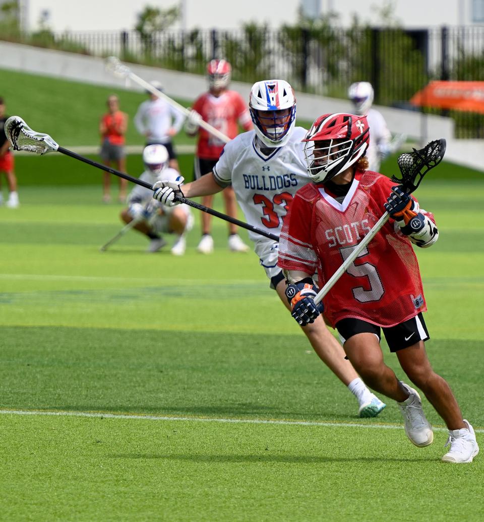 Saint Andrews takes on The Bolles School in a boys 1A lacrosse state championship matchup in Naples, Fla., Friday, May 6, 2023.  (Photo/Chris Tilley)