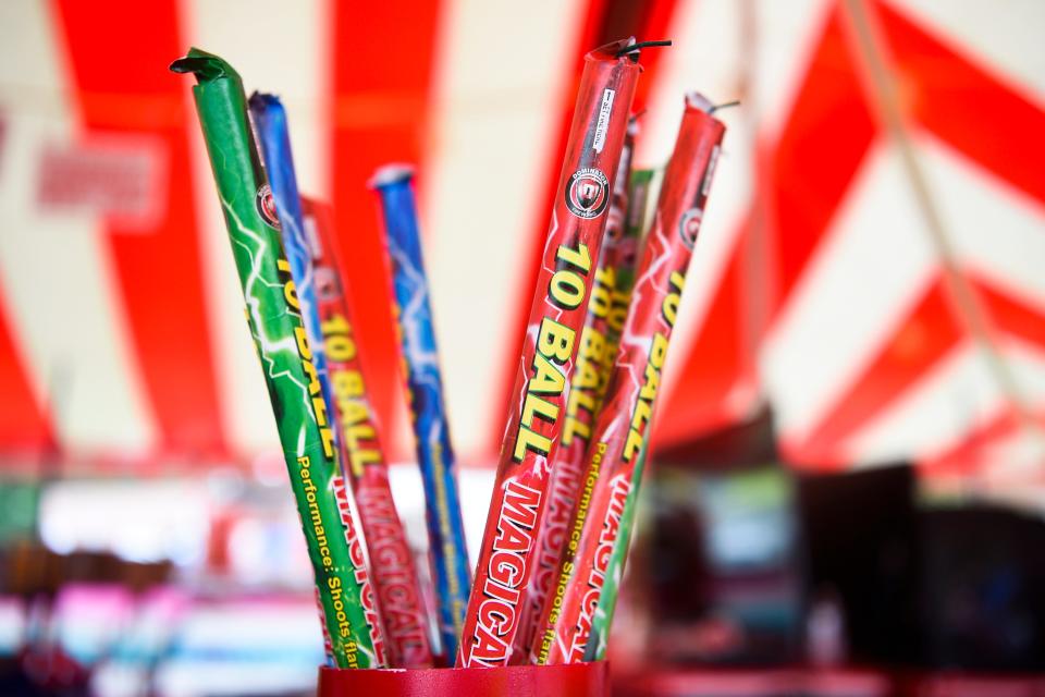 Roman candles are seen at a roadside fireworks stand at 10329 Chapman Highway, in Seymour, Friday, June 26, 2020.