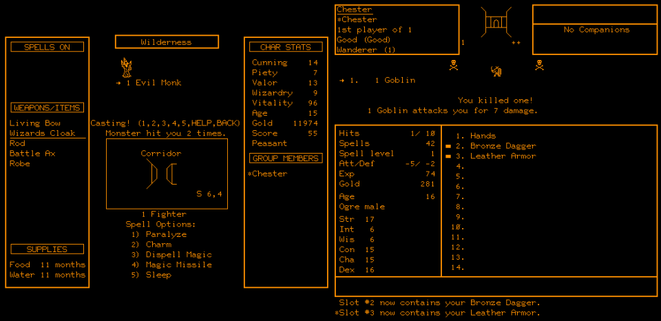 Escenas de combate de Moria (izquierda) y Avatar (derecha) (Imágenes: The CRPG Addict)