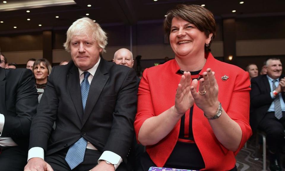 Boris Johnson with Arlene Foster at the Democratic Unionist Party conference last year.