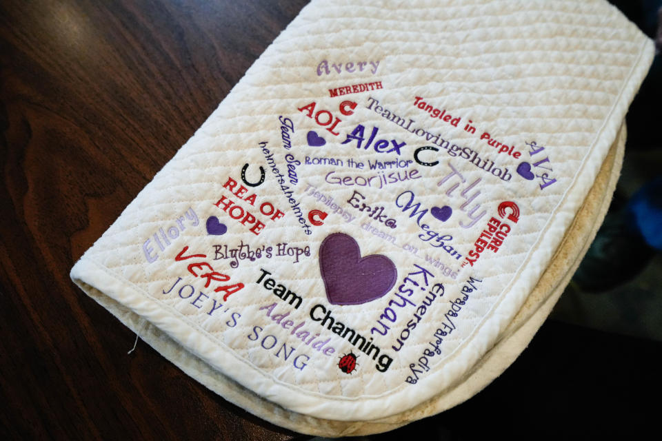 Channing Seideman's horse blanket has the names of other 