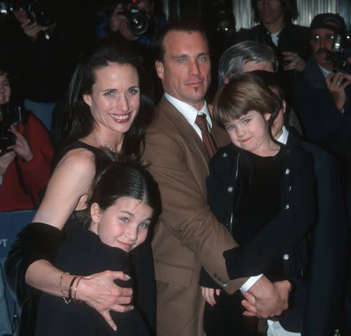 <p>Ron Galella, Ltd./Ron Galella Collection via Getty </p> Andie MacDowell, Rainey Qualley, Paul Qualley and Margaret Qualley in the 1990s