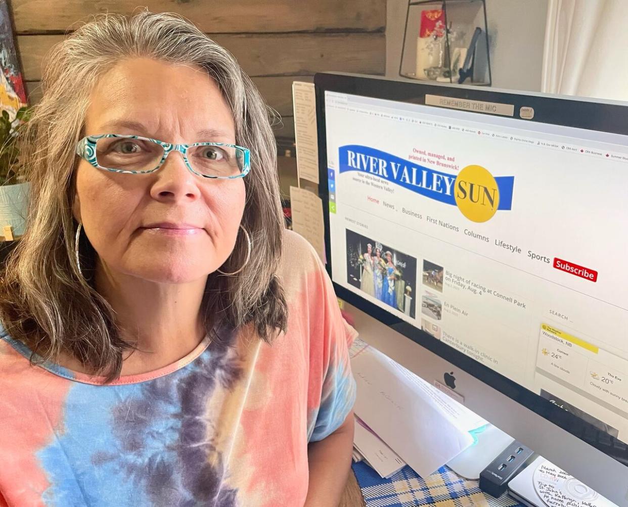 Theresa Blackburn and her husband founded River Valley Sun, a free print newspaper, in February 2019 to share monthly news about western New Brunswick.   (Submitted by Theresa Blackburn - image credit)