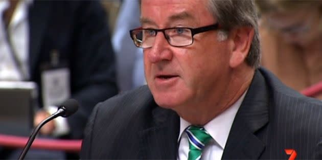 Seven News journalist Steve Barrett testifies at the NSW Police bugging inquiry. Photo: 7News