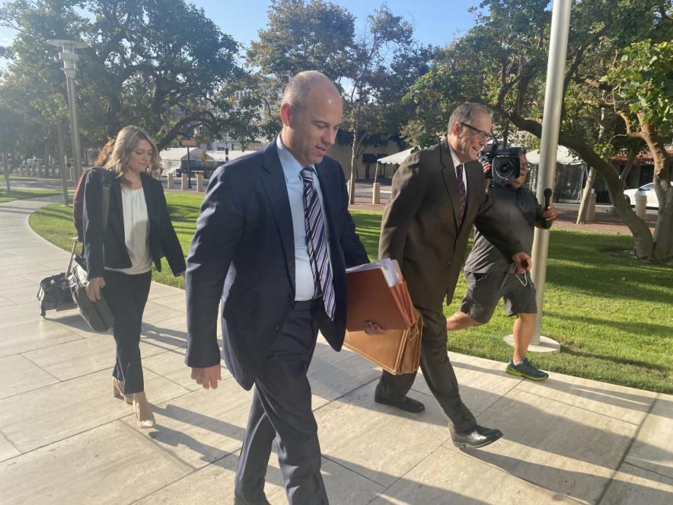 <div class="inline-image__caption"><p>Attorney Courtney Cummings Cefali, Michael Avenatti, and attorney H. Dean Steward</p></div> <div class="inline-image__credit">Meghann Cuniff</div>