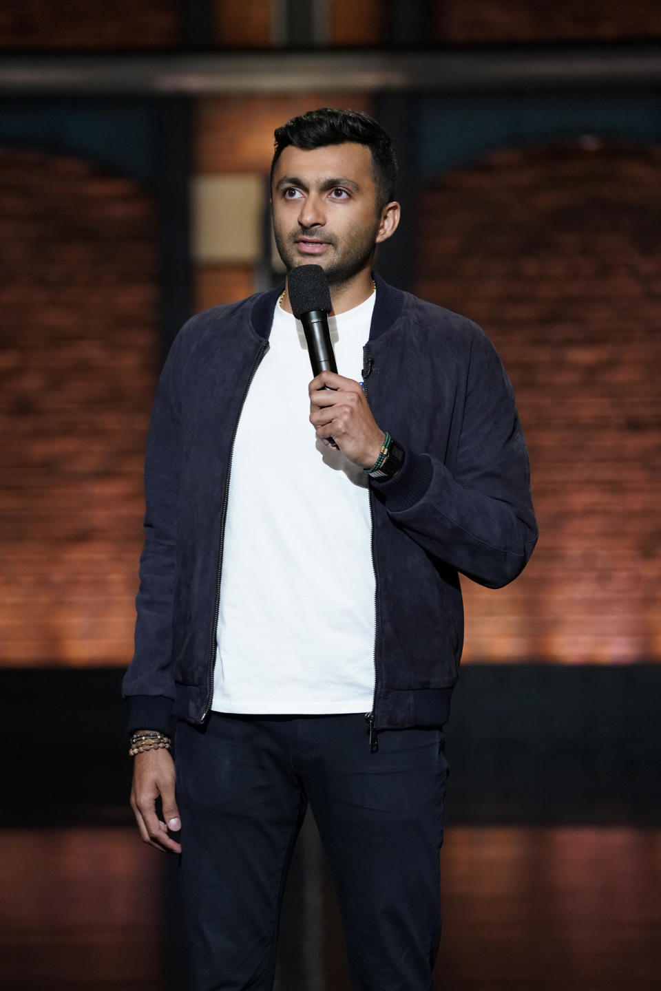 Comedian Nimesh Patel performs on July 17, 2018, on <em>Late Night With Seth Meyers.</em> (Photo: Lloyd Bishop/NBC/NBCU Photo Bank via Getty Images)