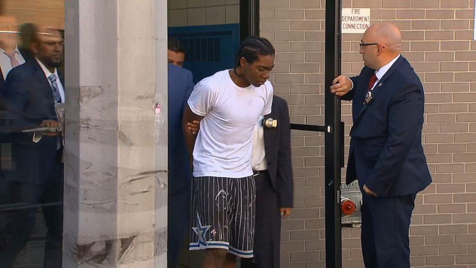PHOTO: Brian Dowling is walked out of 81st Precinct in Brooklyn, New York, Oct. 5, 2023. (ABC News)