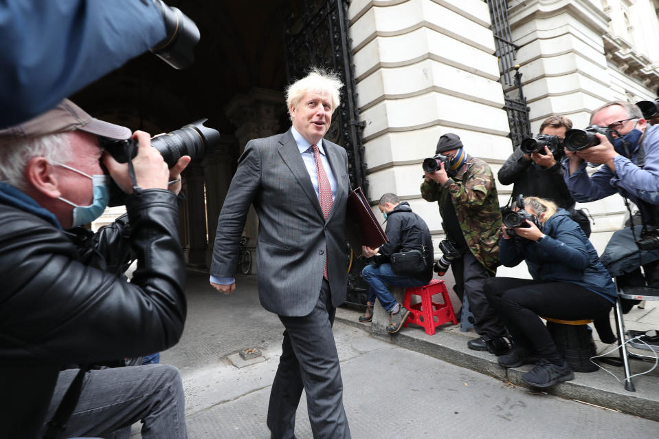 Prime Minister Boris Johnson in Downing Street, London, after leaving a Cabinet meeting at the Foreign and Commonwealth Office.