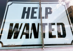 a "help wanted" sign