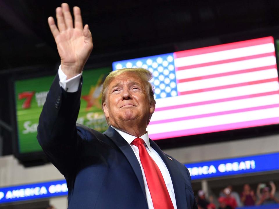 Donald Trump arrives for a rally in Rio Rancho: AFP/Getty Images