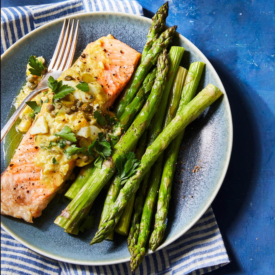 Roasted Salmon & Asparagus with Sauce Gribiche