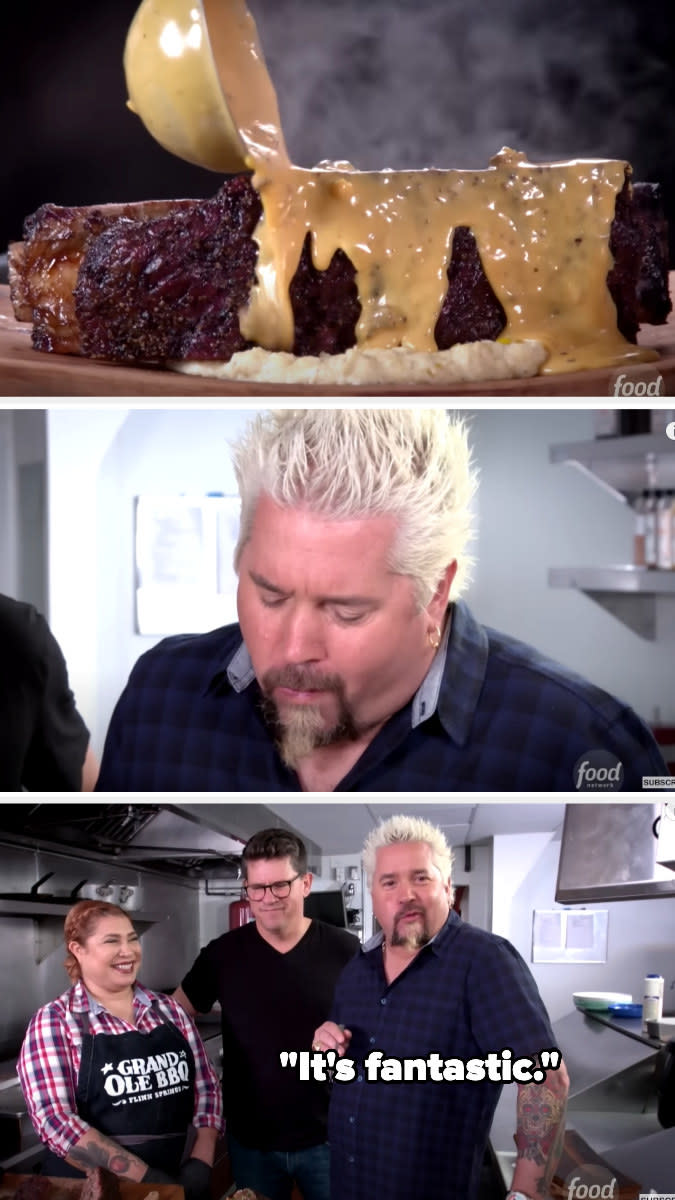 Guy Fieri eating BBQ