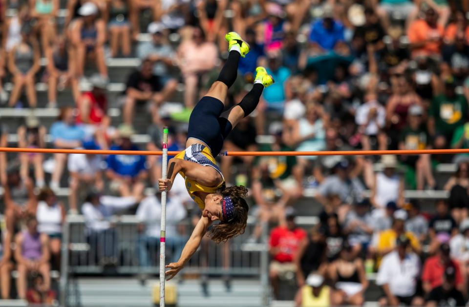 River Valley's Cooper Miller competes in the Division II boys pole vault Friday at Ohio State's Jesse Owens Memorial Stadium during the state track and field championships. Miller took sixth at 14-8.