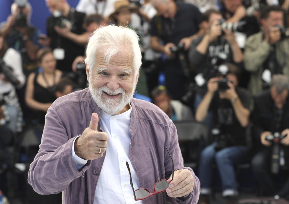 Producer Jan Harlan poses for photographers at the photo call for the film 'The Shining' at the 72nd international film festival, Cannes, southern France, Thursday, May 16, 2019. (AP Photo/Petros Giannakouris)