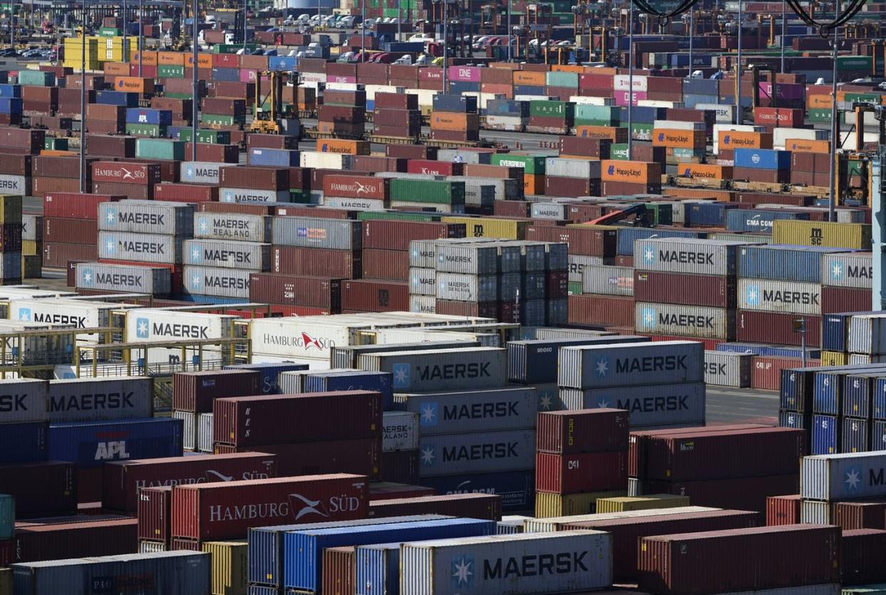 <span class="caption">The global economy depends on shipping containers. </span> <span class="attribution"><a class="link " href="https://newsroom.ap.org/detail/LargestContainerShip/6dbf5e66df744e19bd5a1d4432fca14b/photo?Query=shipping%20AND%20containers&mediaType=photo&sortBy=arrivaldatetime:desc&dateRange=Anytime&totalCount=1423&currentItemNo=30" rel="nofollow noopener" target="_blank" data-ylk="slk:AP Photo/Seth Wenig;elm:context_link;itc:0;sec:content-canvas">AP Photo/Seth Wenig</a></span>