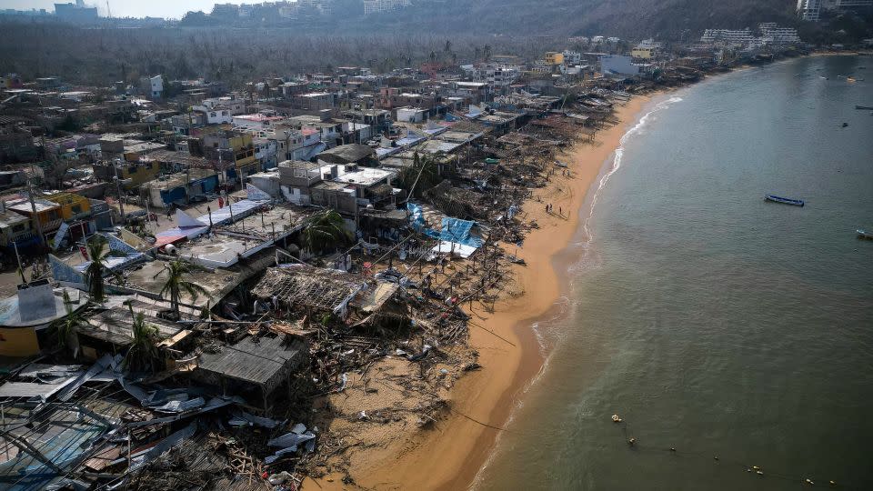 An aerial view of damage caused by the passage of Hurricane Otis in Puerto Marques, Guerrero State, Mexico, on October 28, 2023. - Rodrigo Oropeza/AFP/Getty Images