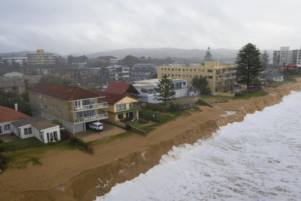 Heavy beach erosion is seen at Collaroy on Monday. Source: Getty/Brook Mitchell