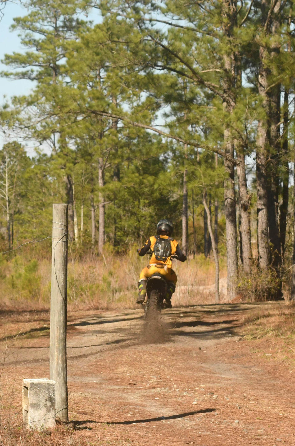 Dirt bikes travel along 532 Carl Meeks Road in Rocky Point on Monday Feb. 6, 2023.