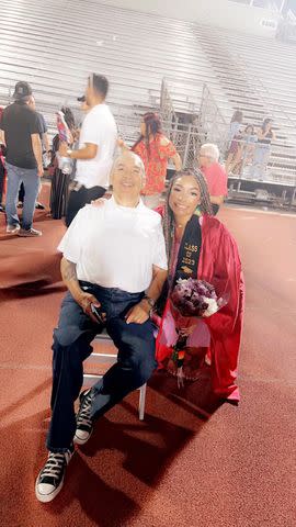 <p>Courtesy of Cynthia Vasquez</p> Kayleigh Craddock (R) at her May 2023 Brazosport High School graduation.