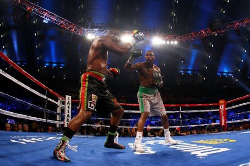 Chad Dawson (R) during the WBC & Ring Magazine Light Heavyweight Title fight against Bernard Hopkins on April 28. Dawson took the World Boxing Council light heavyweight crown from veteran Hopkins with a majority decision at the Boardwalk Hall arena