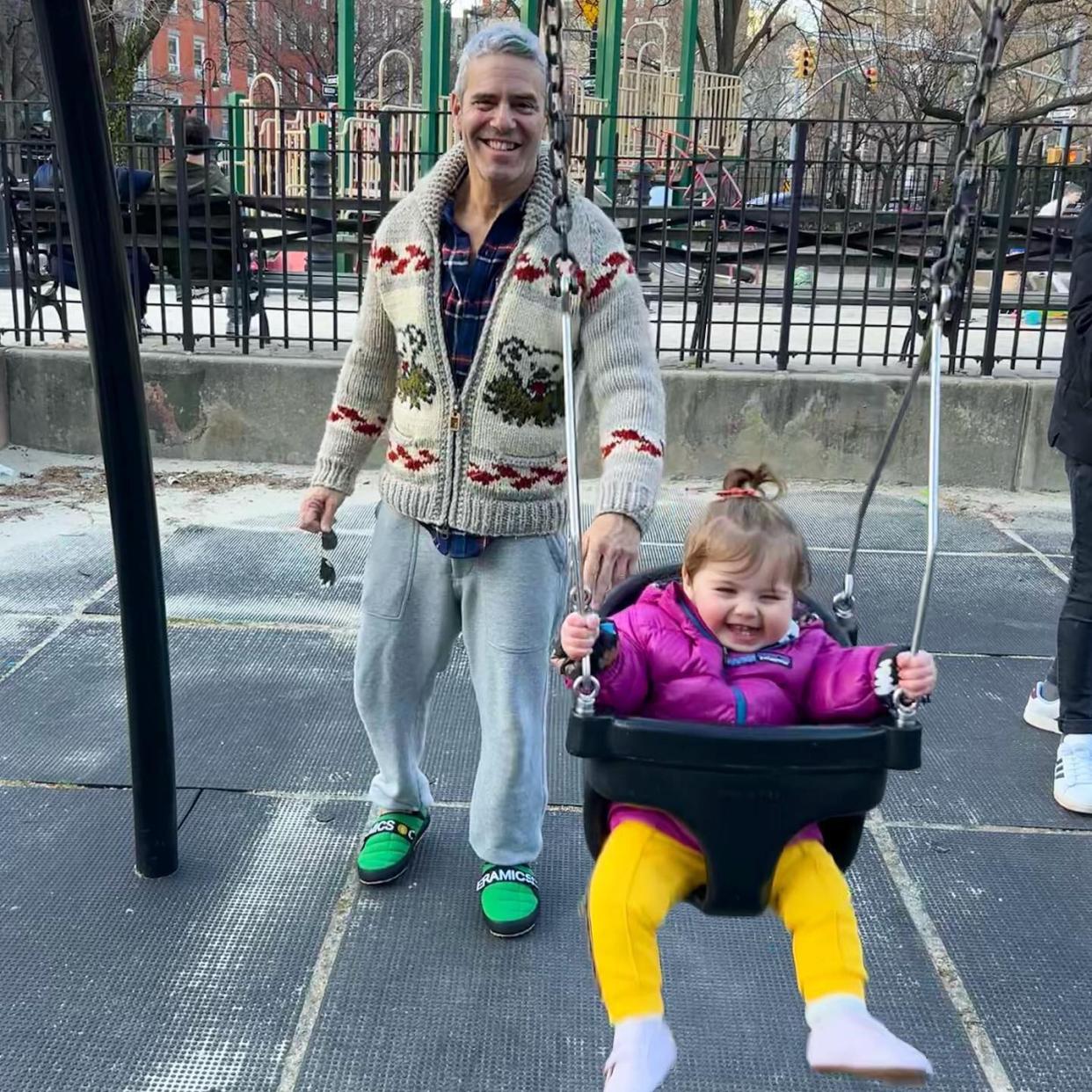 Andy Cohen Enjoys 'Swingin Saturday' with Daughter Lucy at the Park