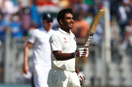 Cricket - India v England - Fourth Test cricket match - Wankhede Stadium, Mumbai, India - 11/12/16. India's Jayant Yadav celebrates his century. REUTERS/Danish Siddiqui