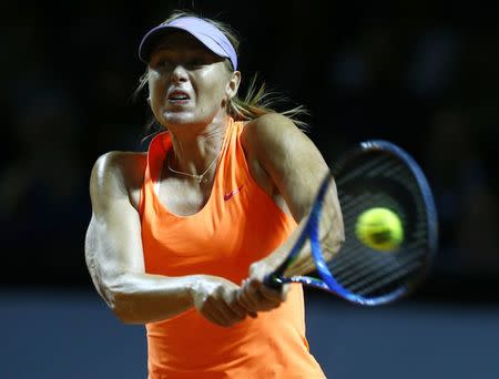 Tennis - WTA Stuttgart Tennis Grand Prix - Maria Sharapova of Russia v Roberta Vinci of Italy - Stuttgart, Germany - 26/4/17. Maria Sharapova of Russia in action. REUTERS/Ralph Orlowski