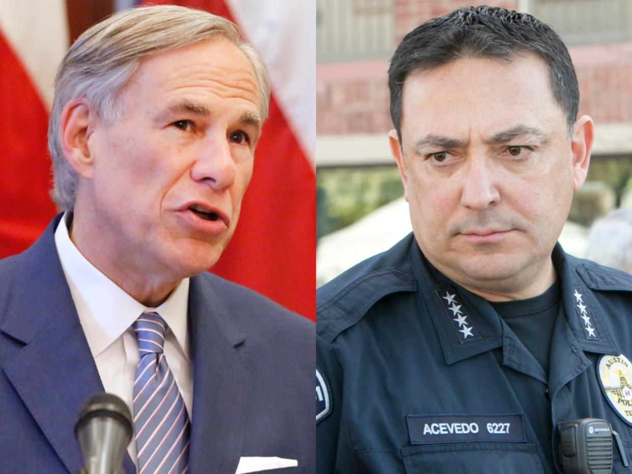 Texas Gov. Greg Abbott, Houston Police Chief Art Acevedo