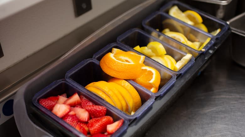 condiment station with fruit