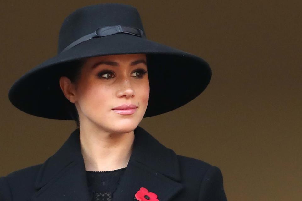 The Duchess of Sussex wore a £1,500 Stella McCartney coat at the annual Remembrance Sunday memorial: Chris Jackson/Getty Images