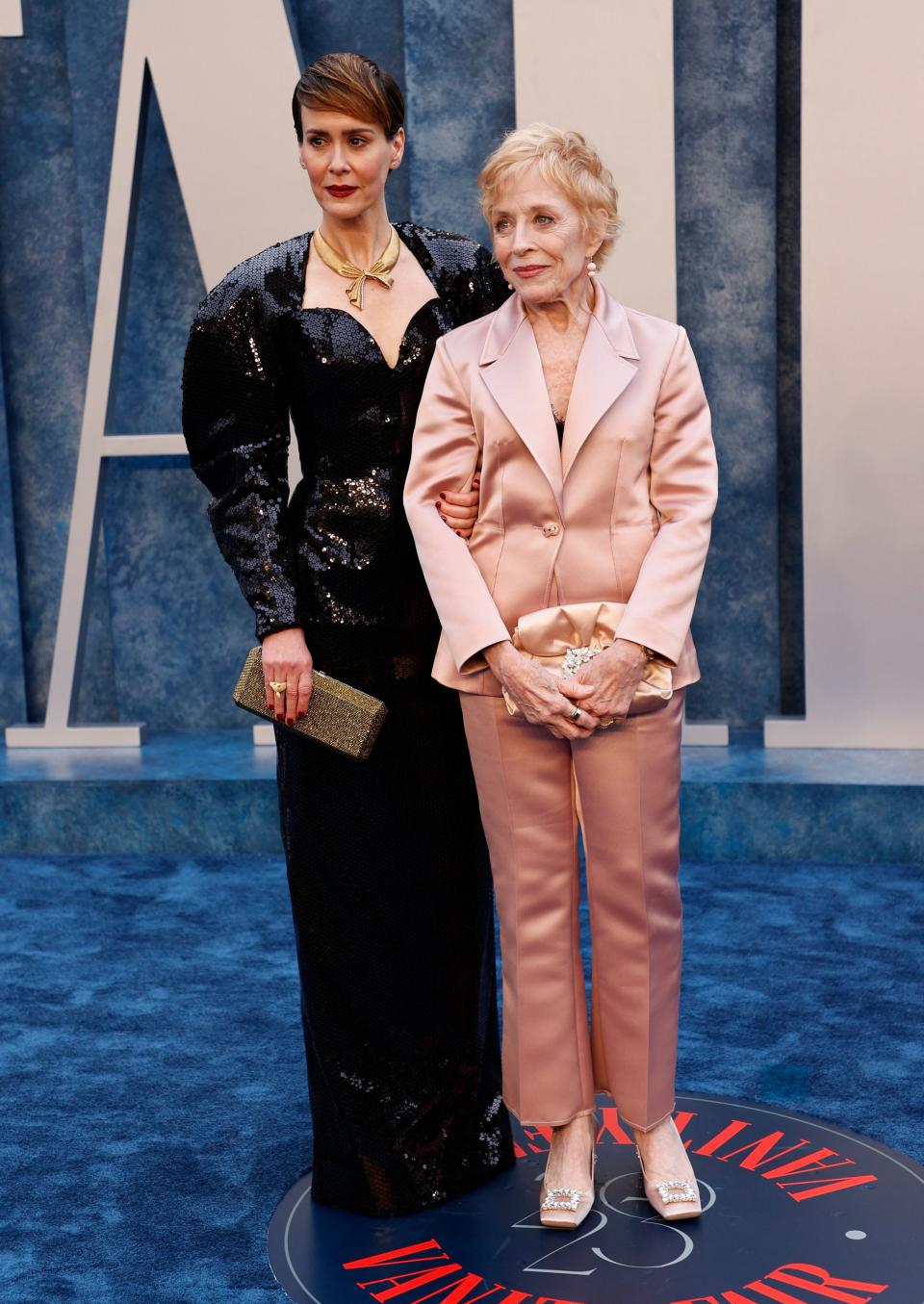 Sarah Paulson and Holland Taylor attend the Vanity Fair 95th Oscar Party at the The Wallis Annenberg Center for the Performing Arts in Beverly Hills, California.