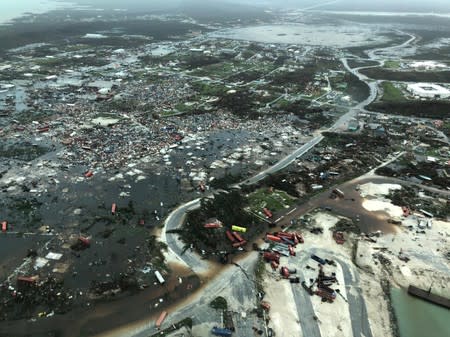 Aerial view shows devastation after hurricane Dorian hit the Abaco Islands in the Bahamas