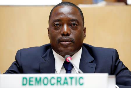 Democratic Republic Congo's President Joseph Kabila attends the signing ceremony of the Peace, Security and Cooperation Framework for the Democratic Republic of Congo and the Great Lakes, at the African Union Headquarters in Addis Ababa, Ethiopia February 24, 2013. REUTERS/Tiksa Negeri/File Photo