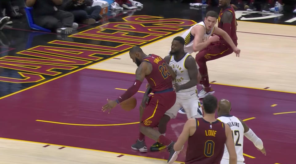 Lance Stephenson reintroduces himself to LeBron James with authority. (Screencap via NBA)