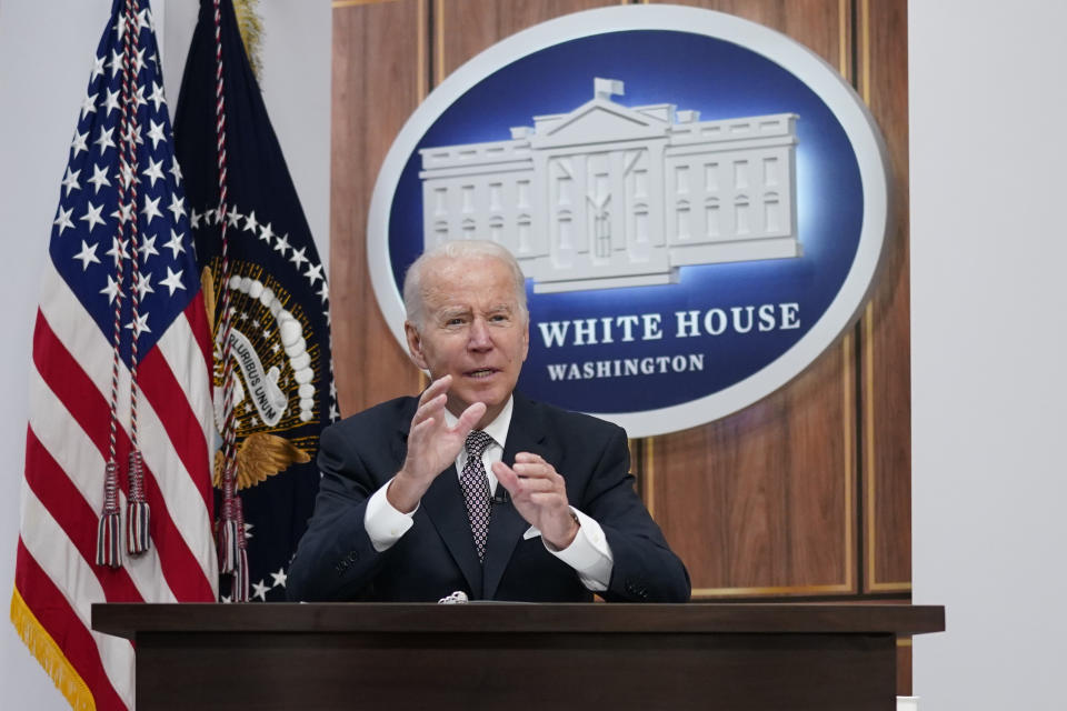 President Joe Biden speaks during the Major Economies Forum on Energy and Climate in the South Court Auditorium on the White House campus, Friday, June 17, 2022, in Washington. (AP Photo/Evan Vucci)