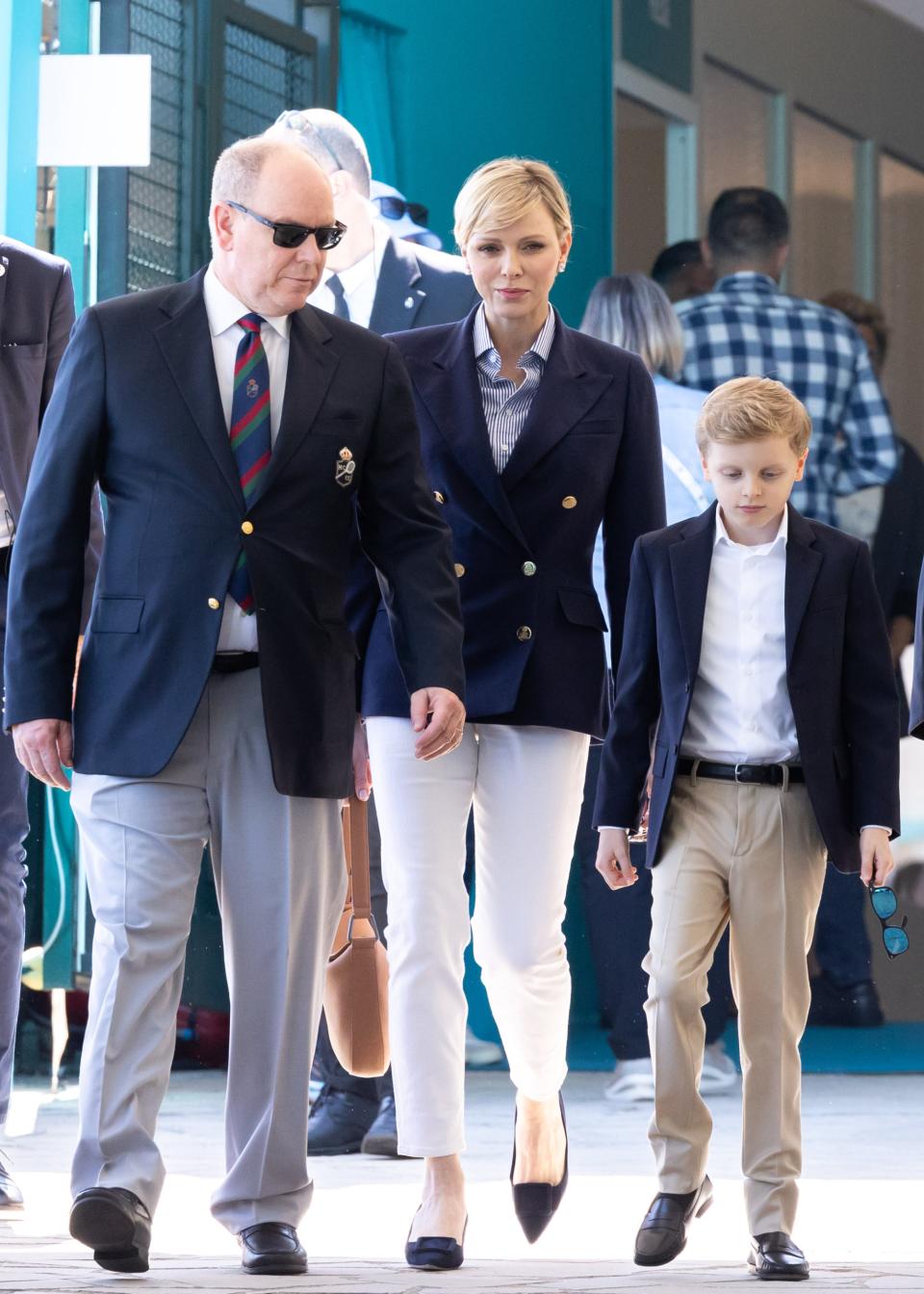 Prince Albert II of Monaco, Princess Charlene of Monaco and Prince Jacques attends the Rolex Monte-Carlo Masters