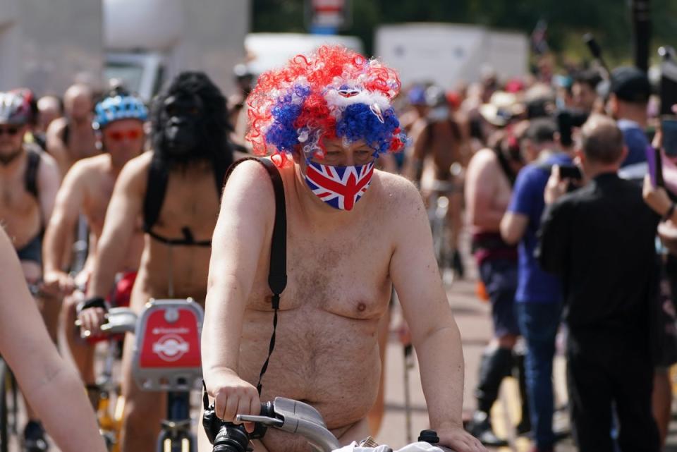 Naked cyclists will take to the streets of London and around the world to protest car culture and oil dependency (PA Wire)