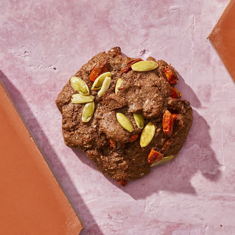 chocolate goji berry pumpkin seed protein cookies