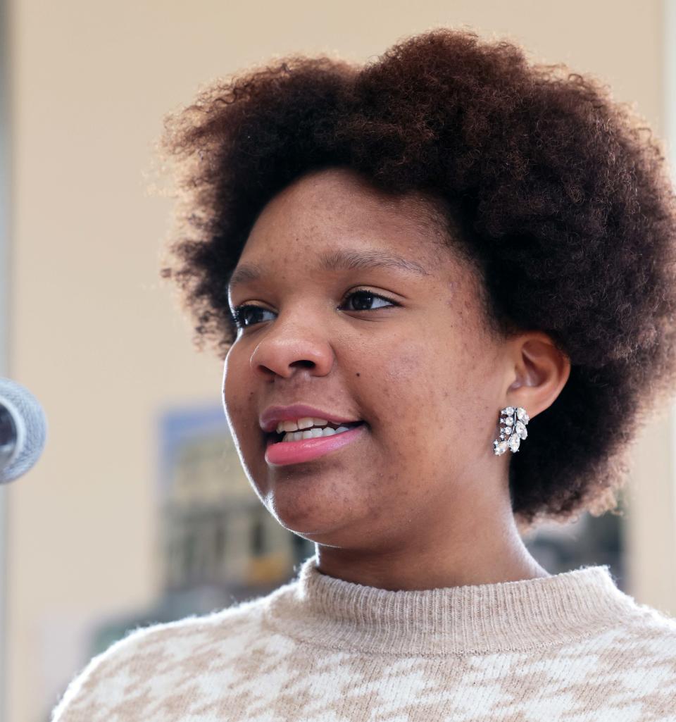 Ayanna Blake during Brockton's First Youth Poet Laureate at the public library on Saturday, May 7, 2022.