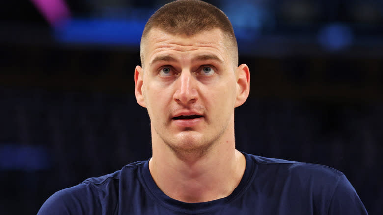 Nikola Jokic looking up