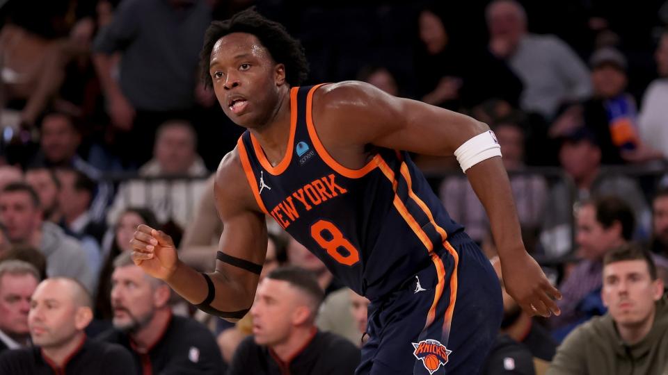 New York Knicks forward OG Anunoby (8) during the third quarter against the Denver Nuggets at Madison Square Garden.