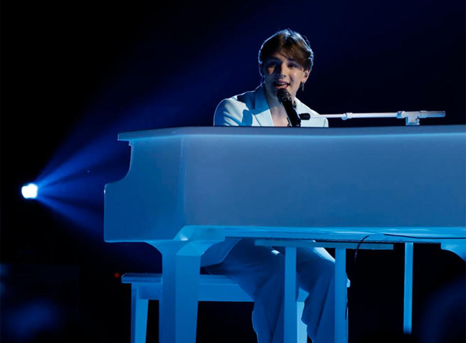 Montgomery 15-year-old singer Ryley Tate Wilson plays piano as he sings "Vienna" on NBC's "The Voice" on Monday, May 15, 2023.