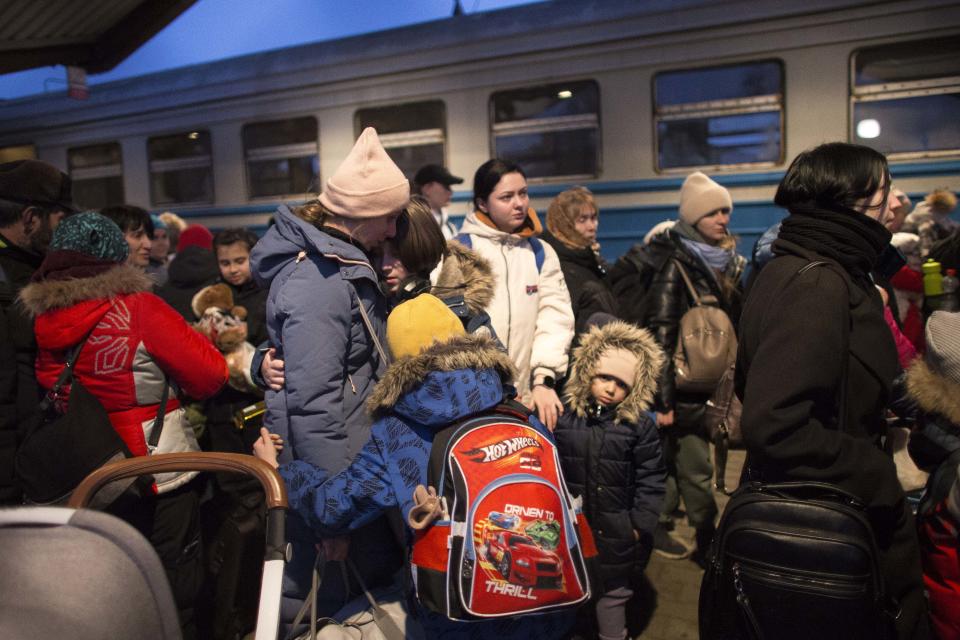 Refugee family seen in Przemysl and Medyka on March 4, 2022. (Photo by Maciej Luczniewski/NurPhoto via Getty Images)