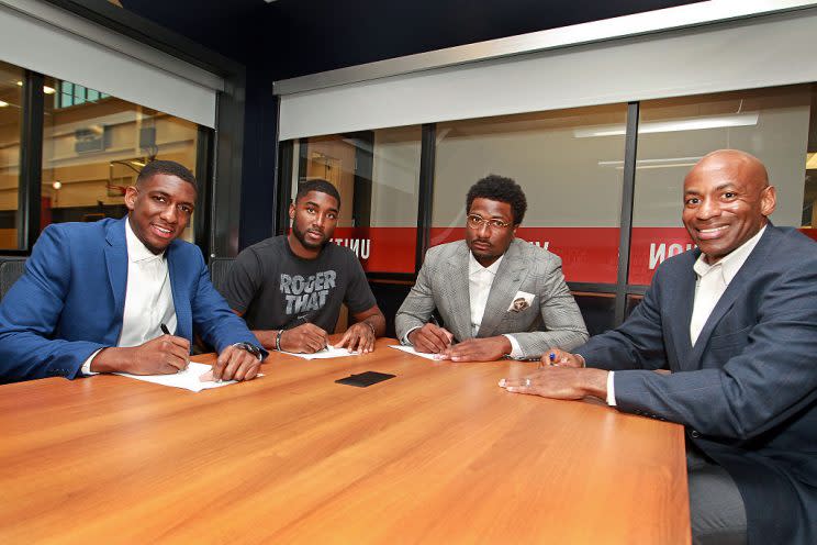 New Orleans GM Dell Demps spent nearly $100 million on this triumvirate. Can you name them? (Getty Images)