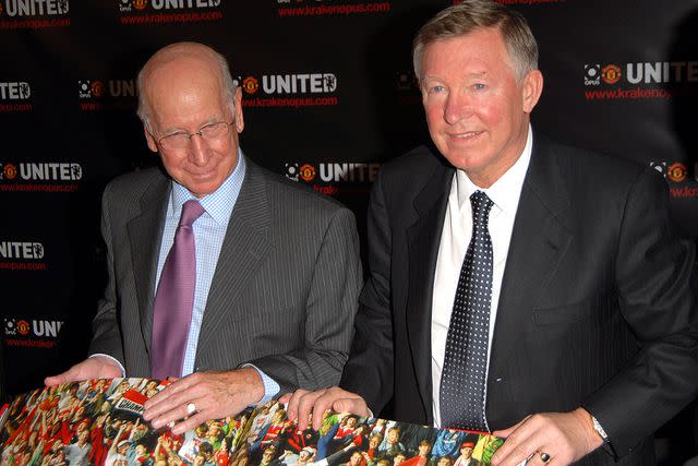 <p>Martin Doyle/FilmMagic</p> Sir Bobby Charlton and Sir Alex Ferguson at the Manchester United Opus Photocall