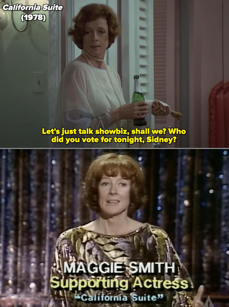 Maggie Smith in "California Suite" vs. her accepting her Oscar in 1979