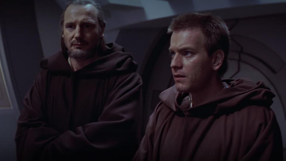 Qui-Gon Jinn and Obi-Wan Kenobi in robes from The Phantom Menace